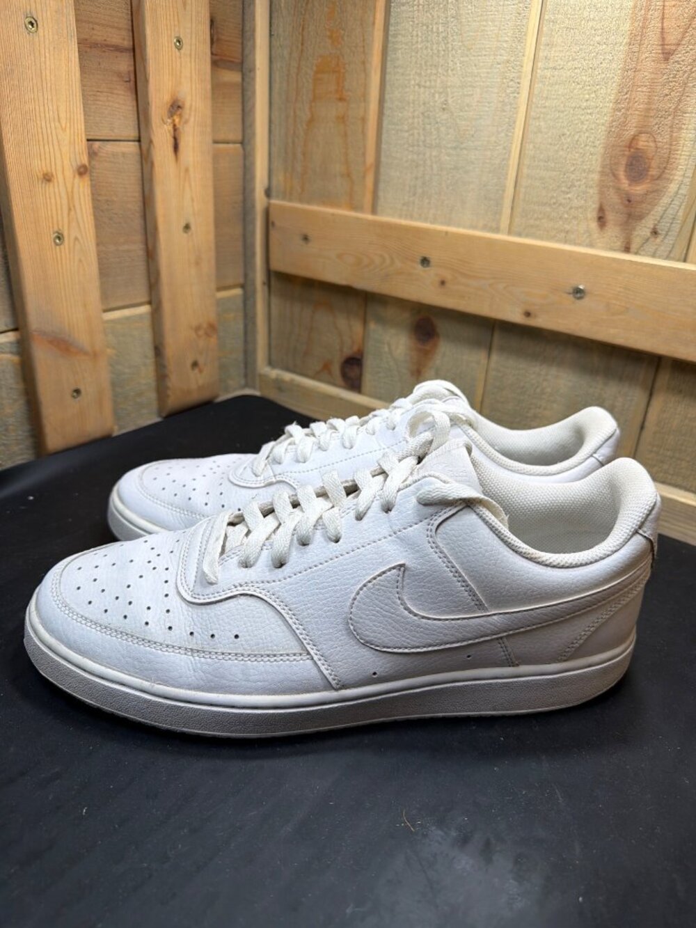 Nike Court Vision Low Triple White Mens Everyday Sneakers Shoes Size 12 EUR 46 - Picture 4 of 8